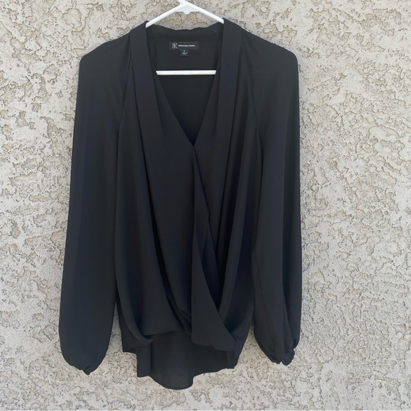 INC International Concepts Tops - INC INTERNATIONAL CONCEPTS Black V Neck Blouse